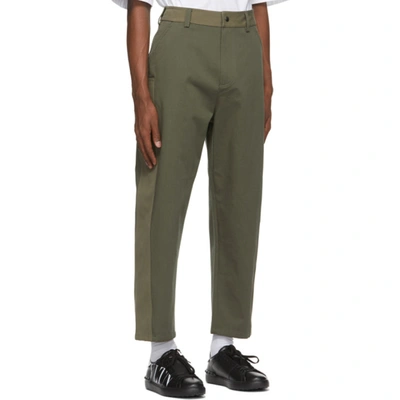 Shop Valentino Khaki Gabardine Trousers In 3jm Army/ve
