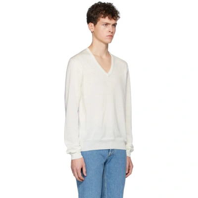 Shop Maison Margiela Off-white Spliced Sweater In 101 Offwht