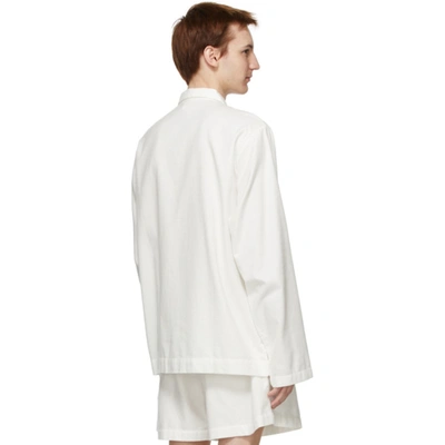 Shop Tekla White Flannel Pyjama Shirt In Cream White