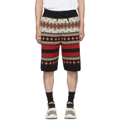 Shop Burberry Black Fair Isle Nathan Shorts