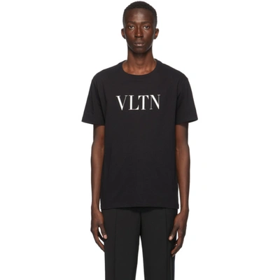 Shop Valentino Black & White 'vltn' T-shirt In 0no Nero/vl