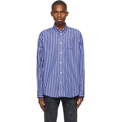 Shop Balenciaga Blue & Red Stripe Large Fit Shirt In 4800 Blue/r