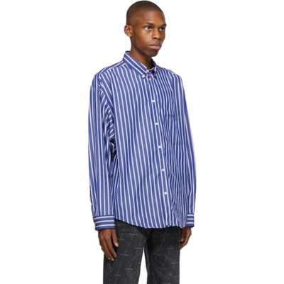 Shop Balenciaga Blue & Red Stripe Large Fit Shirt In 4800 Blue/r