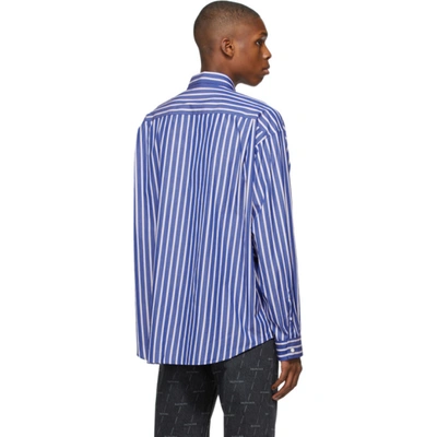 Shop Balenciaga Blue & Red Stripe Large Fit Shirt In 4800 Blue/r