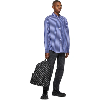 Shop Balenciaga Blue & Red Stripe Large Fit Shirt In 4800 Blue/r