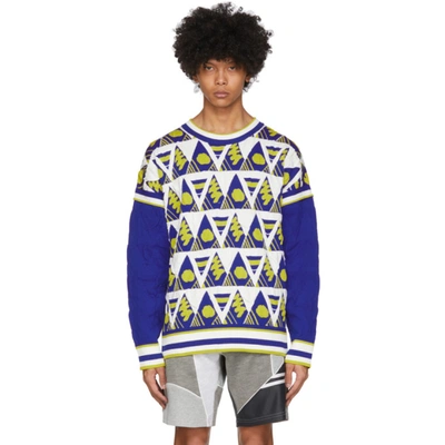 Shop Ahluwalia Multicolor Triangle Knit Sweater In White/multi