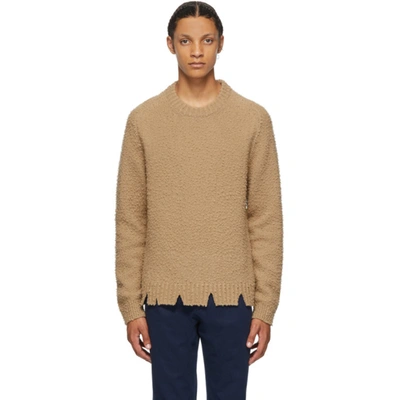 Shop Maison Margiela Tan Wool Oversized Destroyed Sweater In 113m Carame