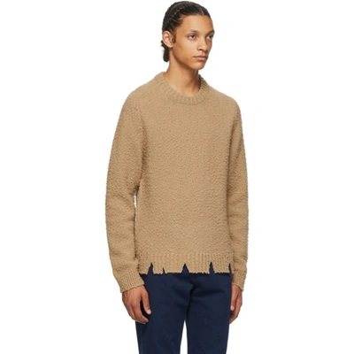 Shop Maison Margiela Tan Wool Oversized Destroyed Sweater In 113m Carame