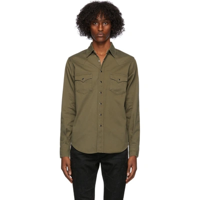 Shop Saint Laurent Khaki Classic Western Shirt In 3253 Khaki