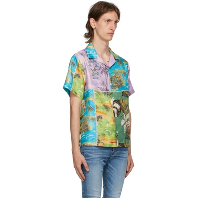 Shop Amiri Purple And Green Silk Hawaiian Patchwork Short Sleeve Shirt In Purpl Green