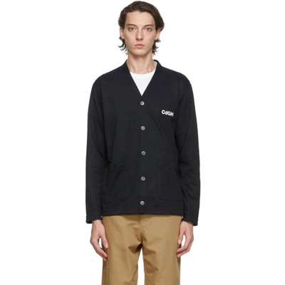 Shop Comme Des Garçons Homme Deux Comme Des Garcons Homme Navy Logo Cardigan In 2 Navy/wht