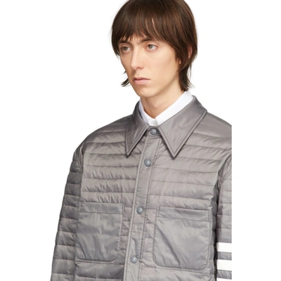 Shop Thom Browne Grey Down 4-bar Quilted Shirt Jacket In 035 Medgrey