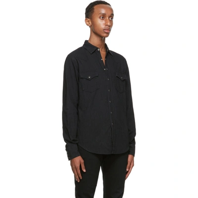 Shop Saint Laurent Black Denim Classic Western Shirt In 1001 Blkstn