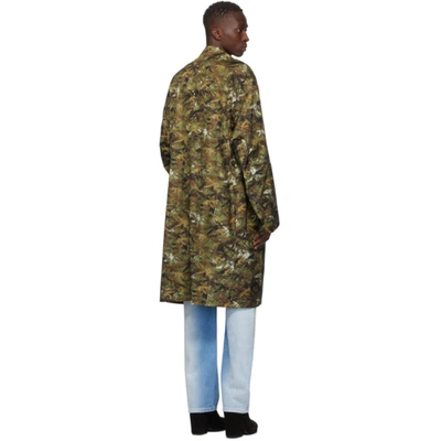 Shop Random Identities Brown & Green Nylon Trench Coat In Camo