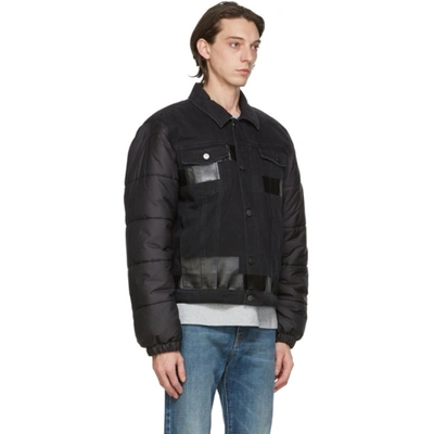 Shop Mcq By Alexander Mcqueen Black Denim Puffa Hybrid Jacket In 1000 Black