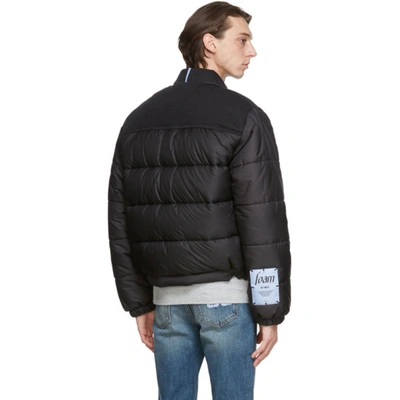 Shop Mcq By Alexander Mcqueen Black Denim Puffa Hybrid Jacket In 1000 Black