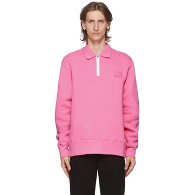 Shop Acne Studios Pink Point Collar Oversized Sweatshirt In Bubblegum
