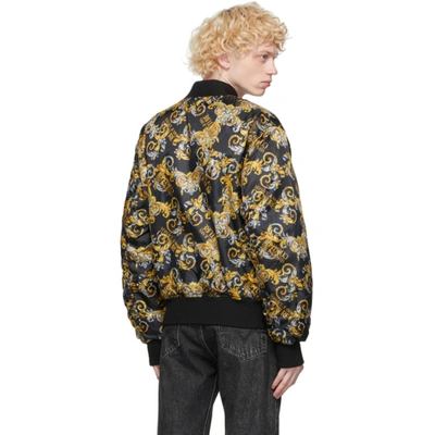 Shop Versace Jeans Couture Reversible Black Baroque Bomber In E899 Nero