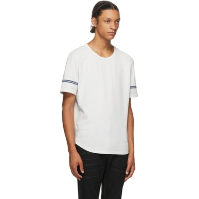 Shop Saint Laurent Off-white & Blue Destroyed T-shirt In 9781 Whtblk