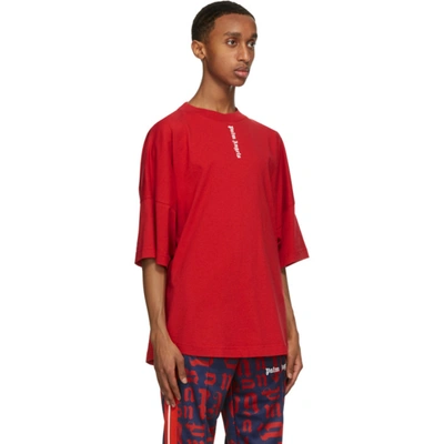 Shop Palm Angels Red Ns Logo T-shirt In Red White