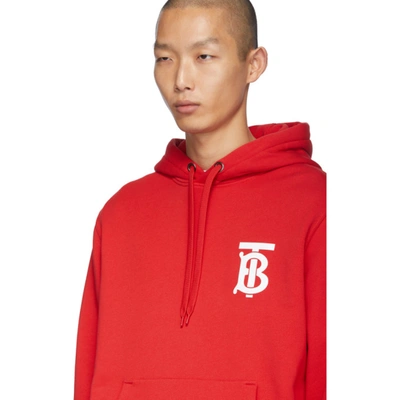 Shop Burberry Red Monogram Landon Hoodie In Bright Red