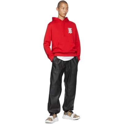 Shop Burberry Red Monogram Landon Hoodie In Bright Red