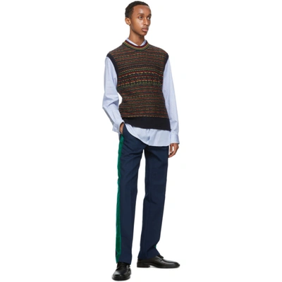 Shop Wales Bonner Multicolor Fair Isle Vest In Navy/multi