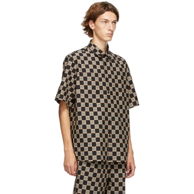 Shop Burberry Black And Beige Check Trulo Shirt In Beige A7028