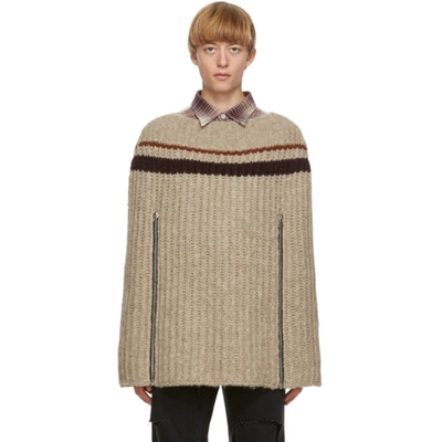 Shop Raf Simons Beige Transformer Cape Sweater In 00062 Beige