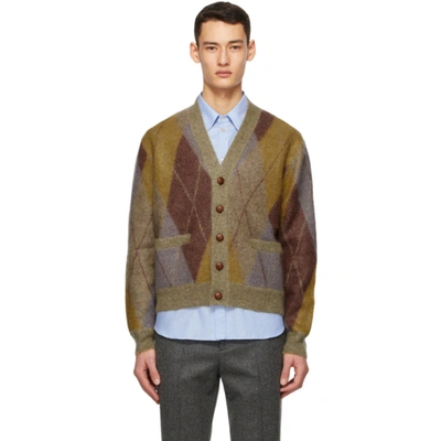 Shop Gucci Multicolor Mohair Argyle Cardigan In 7509 Senape