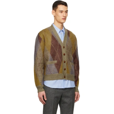 Shop Gucci Multicolor Mohair Argyle Cardigan In 7509 Senape