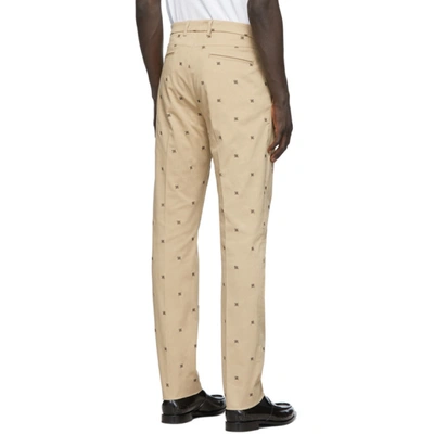 Shop Fendi Beige Karligraphy Chino Pants In Sponge