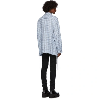 Shop Faith Connexion Blue Laced Tweed Overshirt In 451 Sky