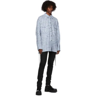 Shop Faith Connexion Blue Laced Tweed Overshirt In 451 Sky
