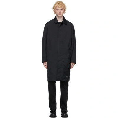 Shop Valentino Black 'vltn' Tag Coat In 0no Nero