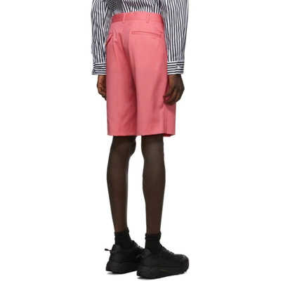 Shop Comme Des Garçons Homme Deux Pink Wool Gabardine Shorts In 2 Dark Pink