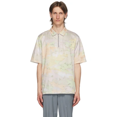 Shop Maison Kitsuné Multicolor Camo Fox Print Zipped Polo In Mup Multico