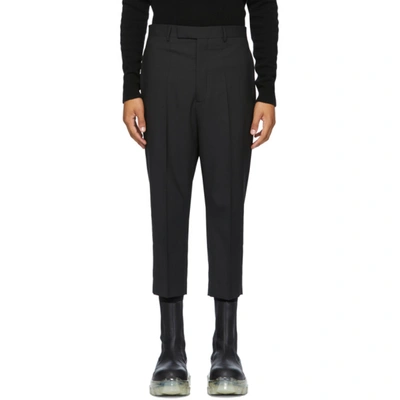 Shop Rick Owens Black Wool Cropped Astaires Trousers In 09 Blk