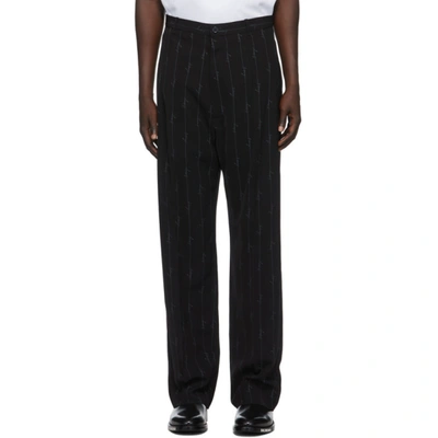 Shop Balenciaga Black Signature Stripe Fluid Tailored Pants In 1066black/