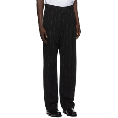 Shop Balenciaga Black Signature Stripe Fluid Tailored Pants In 1066black/