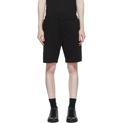 Shop Fendi Black Forever  Stripe Sweat Shorts In F0gme Black