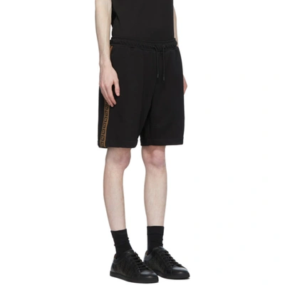 Shop Fendi Black Forever  Stripe Sweat Shorts In F0gme Black