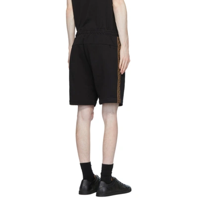 Shop Fendi Black Forever  Stripe Sweat Shorts In F0gme Black