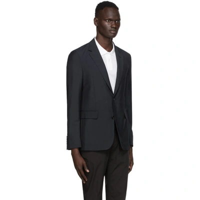 Shop Dunhill Navy Tropical Wool Plain Travel Blazer In 059 Ink