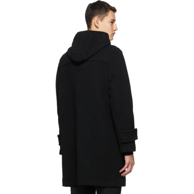 Shop Burberry Black Wool Check-lined Duffle Coat