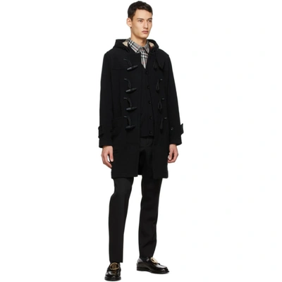 Shop Burberry Black Wool Check-lined Duffle Coat