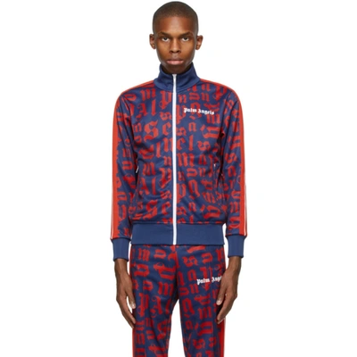 Shop Palm Angels Blue & Red Monogram Track Jacket In Blue Red