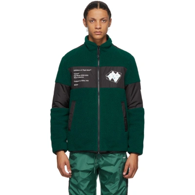 Shop Off-white Green Polar Fleece Jacket In Dark Green