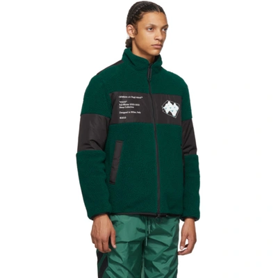 Shop Off-white Green Polar Fleece Jacket In Dark Green