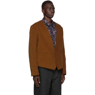 Shop 4sdesigns Tan Corduroy Waistcoat Blazer In 38 Chestnut